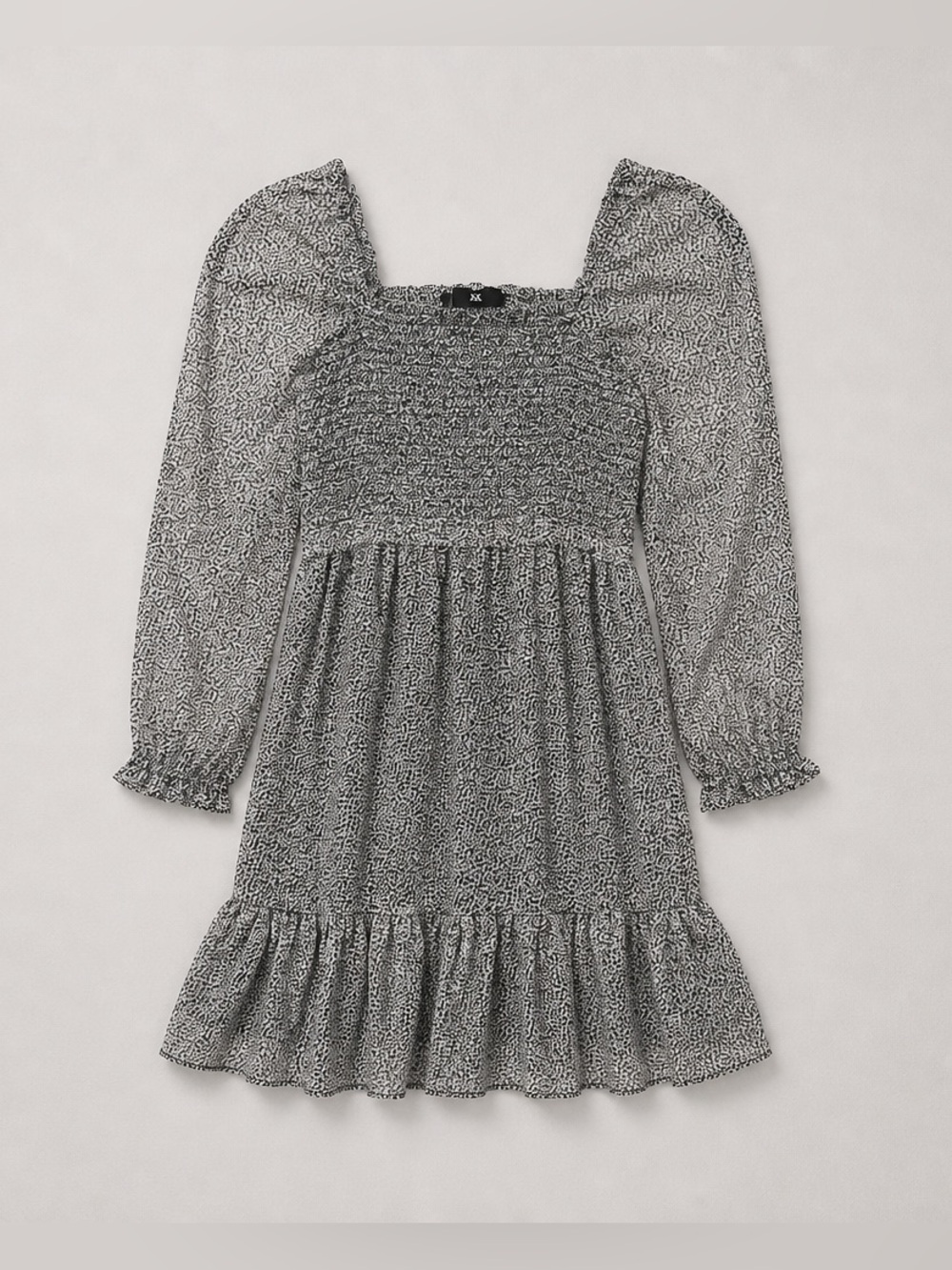MSK Black and White Smocked Square-Neck Girls' Dress